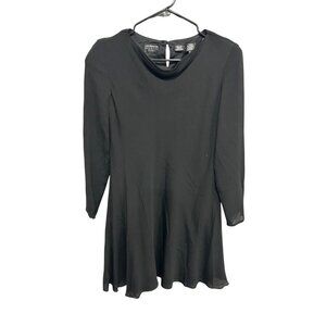 Liz Claiborne Black Long Sleeve Keyhole Back A-Line Dress Tunic  Size 6P Elegant